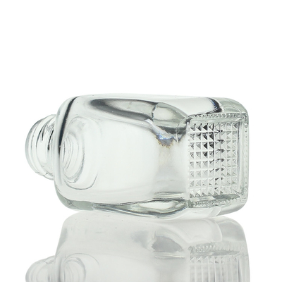 envase de cristal claro S028B del maquillaje de la botella del dropper del suero del cuadrado del rectángulo 30ml