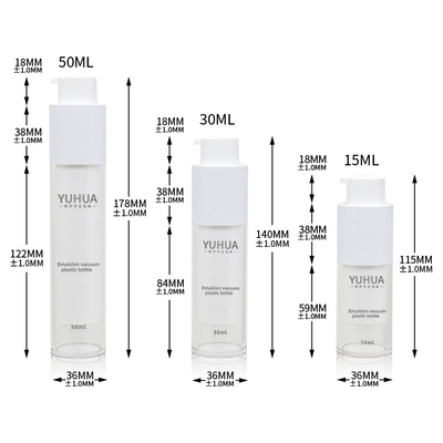 Forma redonda transparente plástica de la botella 15ml 30ml 50ml del ANIMAL DOMÉSTICO privado de aire