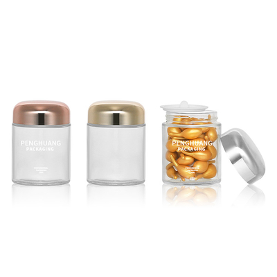 Envase de vidrio redondo de la cápsula 100g con el tarro de cristal Packaing de Rose Golden Cap Sliver Cap