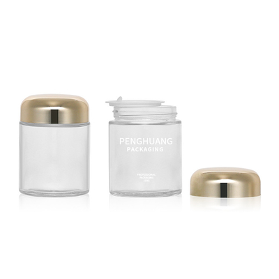 Envase de vidrio redondo de la cápsula 100g con el tarro de cristal Packaing de Rose Golden Cap Sliver Cap