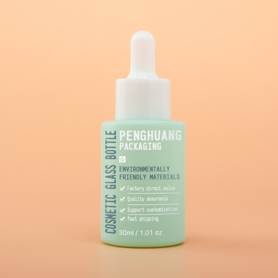 La bomba determinada de empaquetado cosmética de cristal del dropper del FDA a pistola el color verde 20ml 50ml 100ml de la pintura