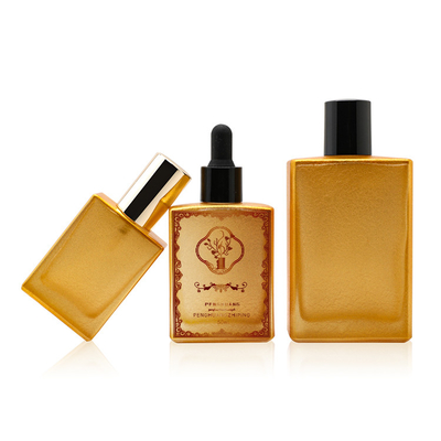 El dropper de oro de cristal del suero de Lucury embotella el aceite del perfume que empaqueta a Logo Custom 50ml 100ml 120ml