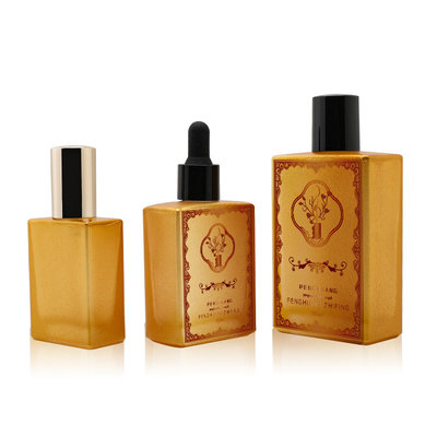 El dropper de oro de cristal del suero de Lucury embotella el aceite del perfume que empaqueta a Logo Custom 50ml 100ml 120ml