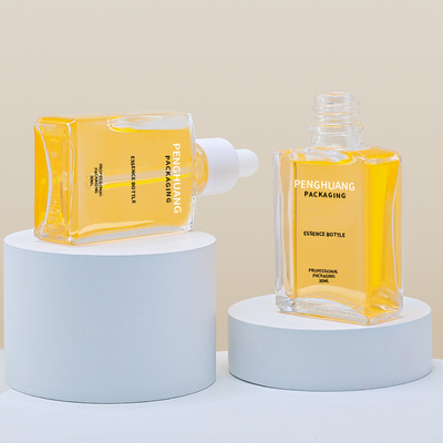 botellas de cristal de empaquetado del suero de la forma del cuadrado de la botella de vidrio 30ml con el dropper