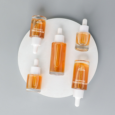 forma redonda de cristal de empaquetado del aceite de la botella del dropper del suero de 15ml 20ml 30ml 40ml 50ml