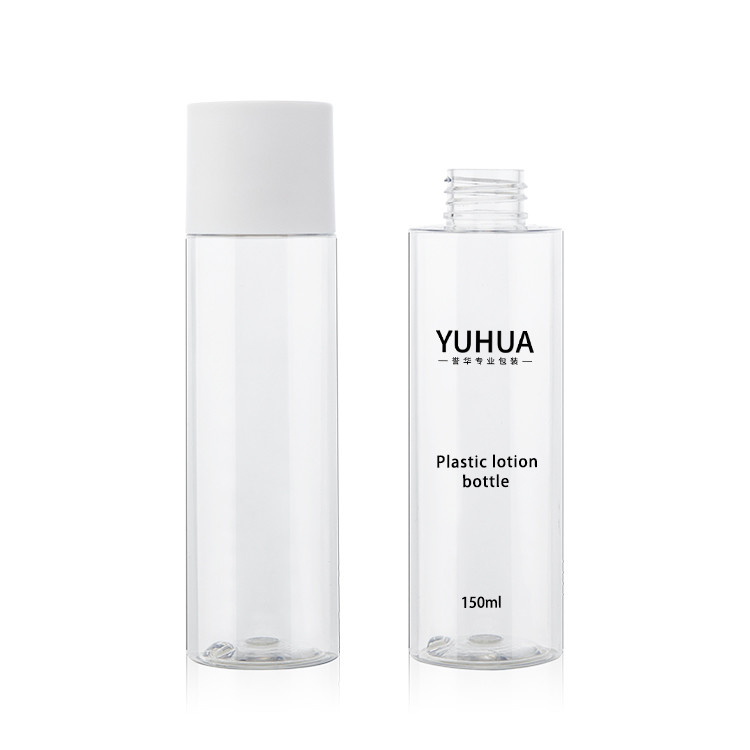 las botellas del envase de plástico 150ml helaron color modificado para requisitos particulares claro con el casquillo de oro de Alu