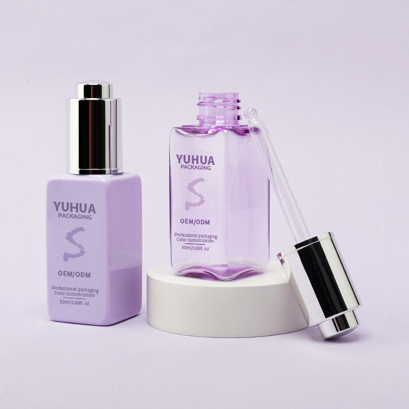Botella cuentagotas cuadrada de plástico con logotipo personalizado, botella de suero de aceite esencial para el cuidado de la piel con logotipo personalizado