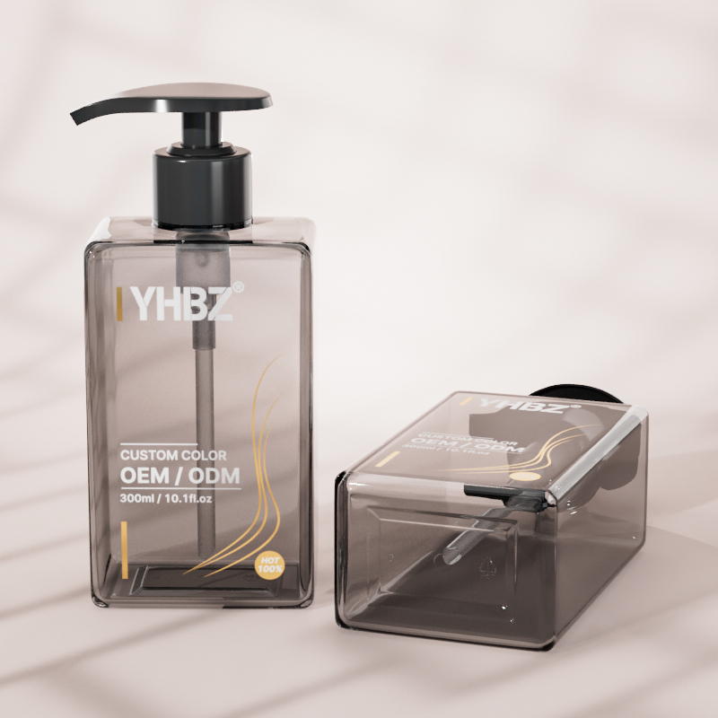 300ml Square PET Plastic Pump Bottle for Liquid Soap and Shampoo with Screw-on Cap