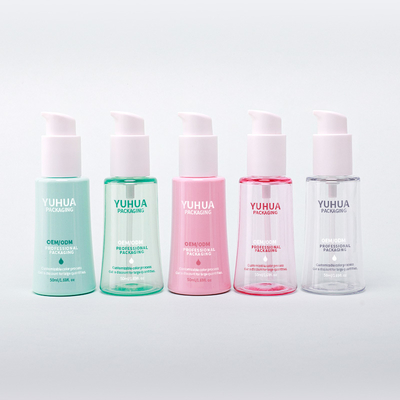 Botella con bomba de loción facial y corporal de plástico de 50 ml, botella cónica para suero de aceite para soluciones efectivas para el cuidado de la piel
