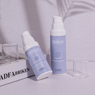 Botella de loción de plástico reciclable con bomba sin aire y tapa de rosca para envasado de sérum y tónico cosmético e impresión de logotipo personalizado