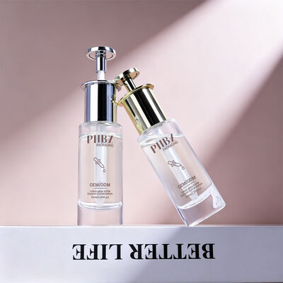 Botellas de goteo de suero de cilindro con material de cuello de vidrio Variantes de color personalizadas Ideal para el embalaje de productos para el cuidado de la piel
