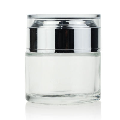 Tarro cosmético cosmético del vidrio 50ml del envase de la crema clara al por mayor del precio de fábrica