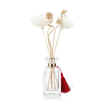 Botella de vidrio decorativa casera del difusor del OEM 80ml vacío con Crystal Cap