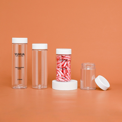 Material plástico cilíndrico del animal doméstico de la botella con la botella plástica del ANIMAL DOMÉSTICO vacío blanco del casquillo