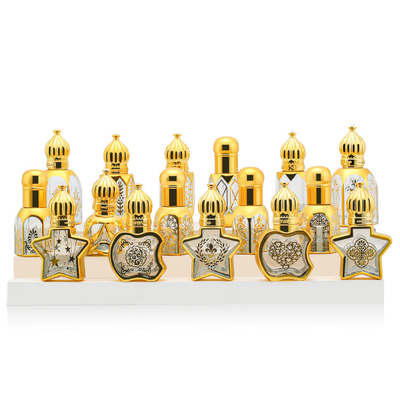 Belleza que empaqueta a Mini Glass Roll On Bottles 12ml para el perfume que empaqueta brillar de oro
