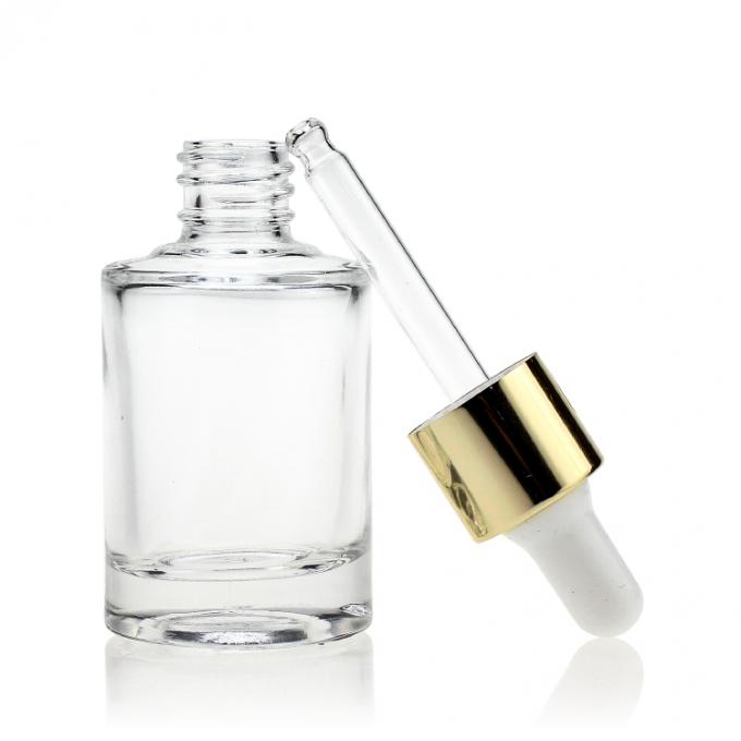 Botella de cristal clara vacía de empaquetado cosmética de lujo del dropper con la pipeta