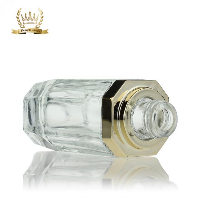 Botella de cristal de la pestaña blanca de encargo con el dropper de aluminio del oro