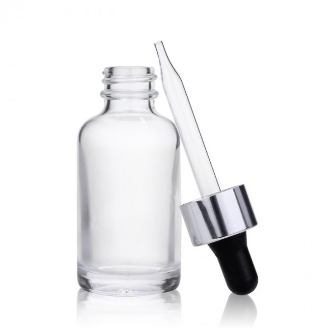 Botella cosmética de cristal clara de empaquetado cosmética de encargo del dropper del suero para el aceite esencial del suero