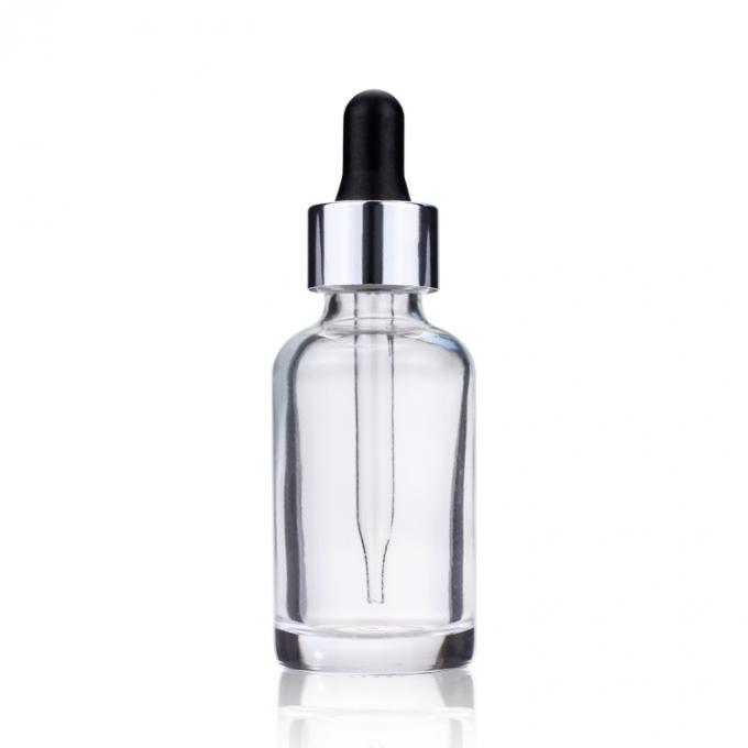 Botella cosmética de cristal clara de empaquetado cosmética de encargo del dropper del suero para el aceite esencial del suero