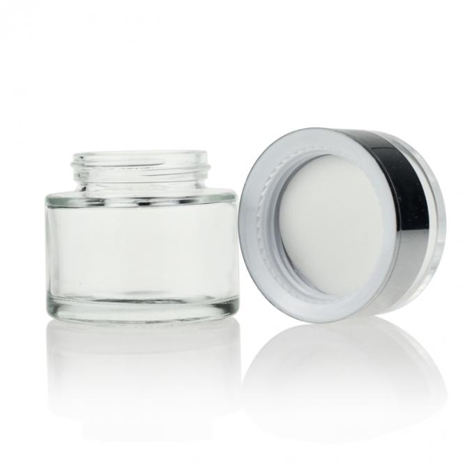 Tarro cosmético de cristal 50ml del envase cosmético poner crema claro al por mayor del precio de fábrica