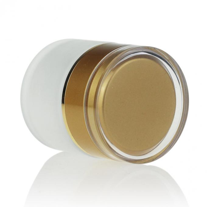 Tarro cosmético 50g del precio del vidrio esmerilado del envase barato de la crema con la tapa de acrílico de lujo del oro