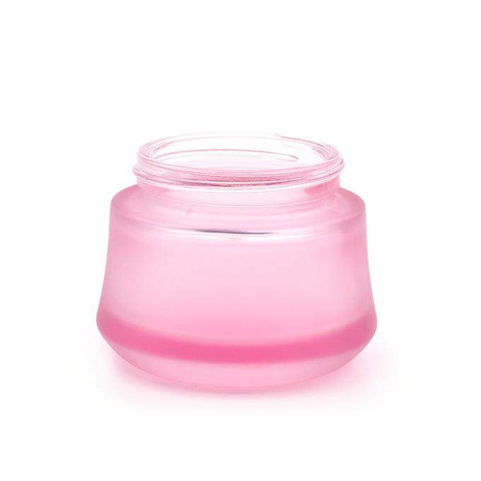 2021 fabricantes venden al por mayor el tarro poner crema de cristal de empaquetado cosmético rosado de lujo 50ml del suero
