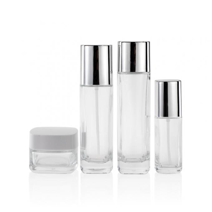 Envase de empaquetado vendedor caliente de la botella del tarro de piel de la botella de cristal de 50ml 100ml 120ml del sistema cosmético del cuidado