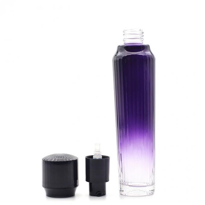Botella de cristal cosmética de lujo colorida y envase de la púrpura de encargo al por mayor 120ML 100ML 50ML 50G 30G
