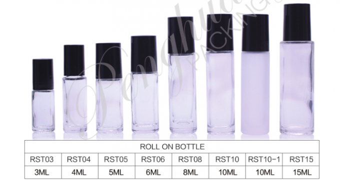El vidrio perfuma 10 ml de rodillo de rollo líquido de la bola en las botellas para los aceites esenciales