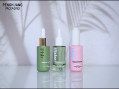 El dropper de lujo de cristal impreso del suero 1oz embotella para el empaquetado cosmético